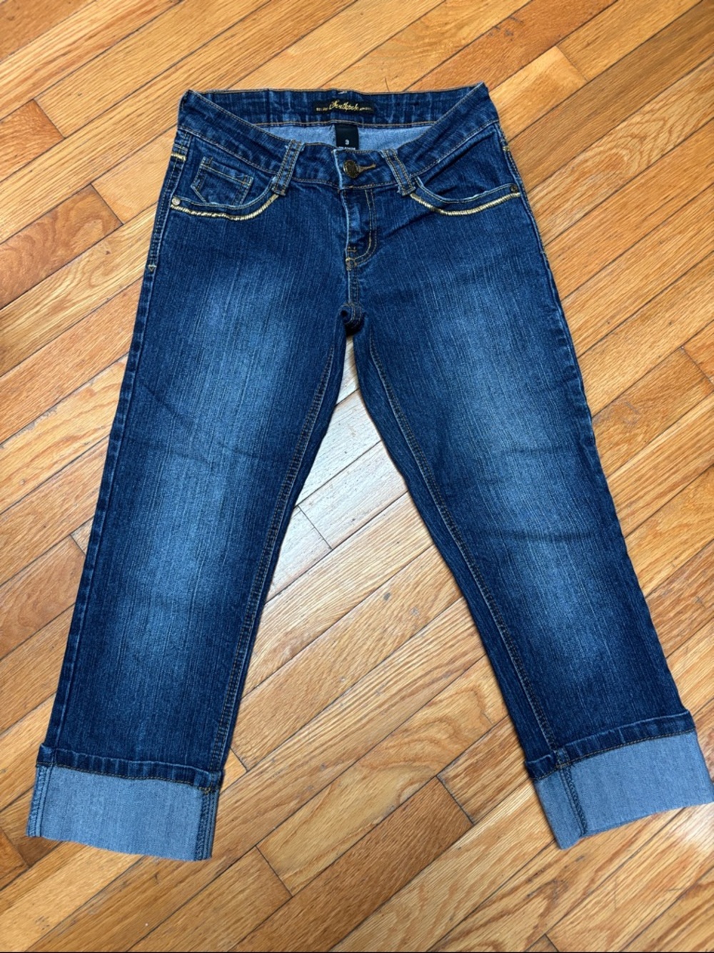 South Pole Indigo Cropped Cuffed Jeans